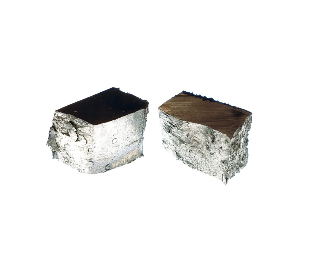 a close up image of terbium metal made onsite at less common metals